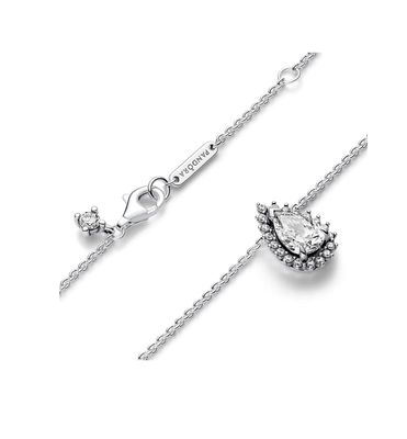 Sparkling Pear Halo Collier Necklace-392832C01-45