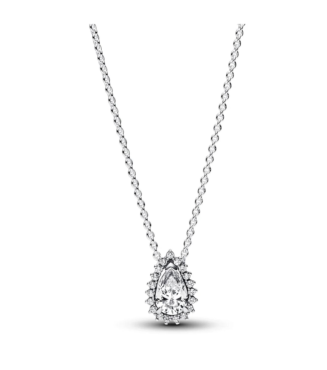 Sparkling Pear Halo Collier Necklace  - 392832C01-45
