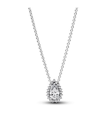 Sparkling Pear Halo Collier Necklace-392832C01-45