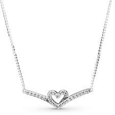 Sparkling Wishbone Heart Collier Necklace  - 399273C01-45