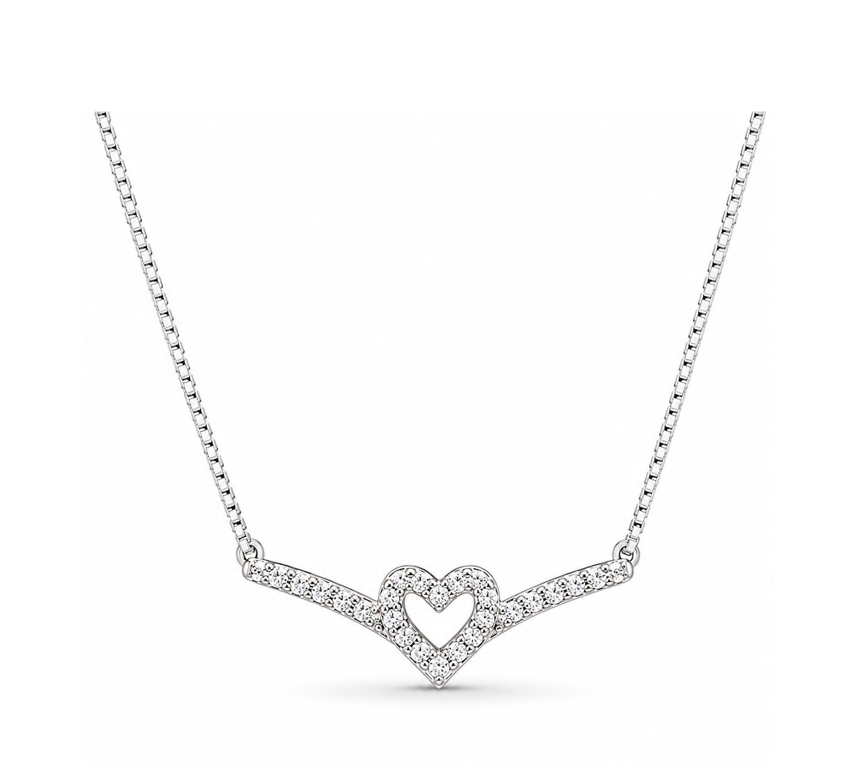 Sparkling Wishbone Heart Collier Necklace  - 399273C01-45