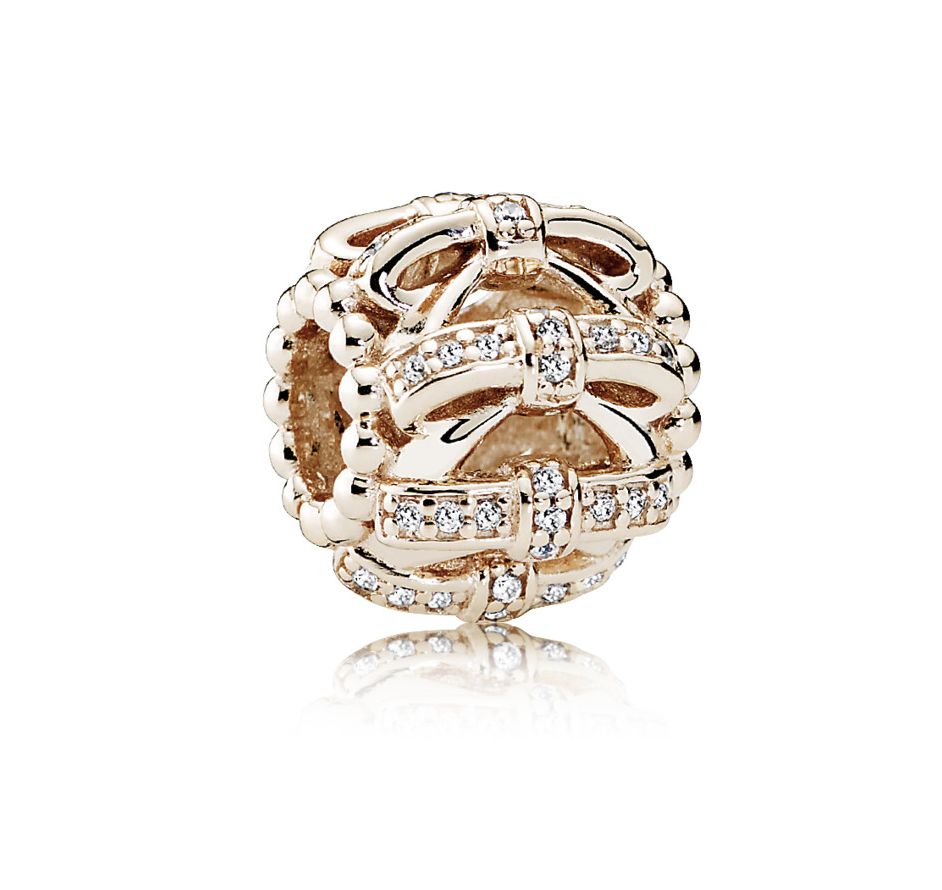 Shimmering Sentiments Rose Openwork Bow Charm  - 781779CZ
