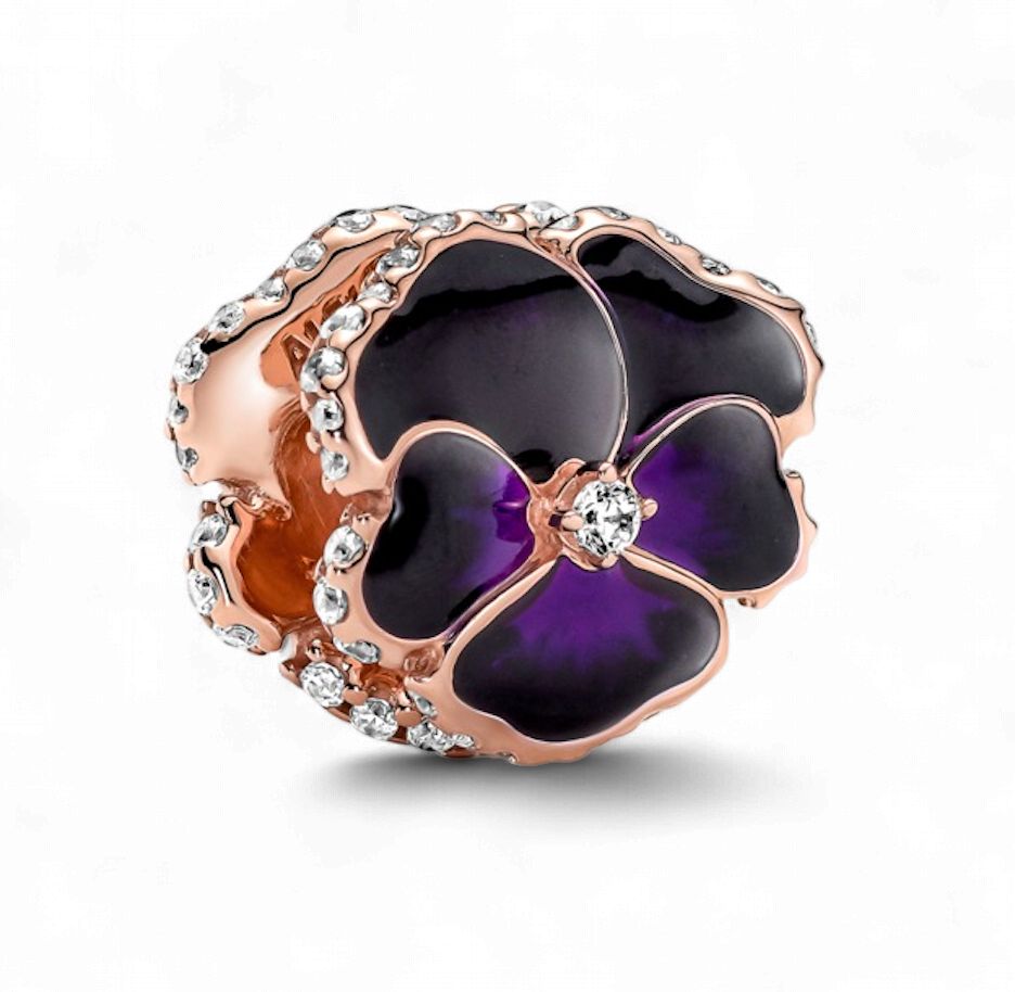 Deep Purple Pansy Flower Charm - 780777C01