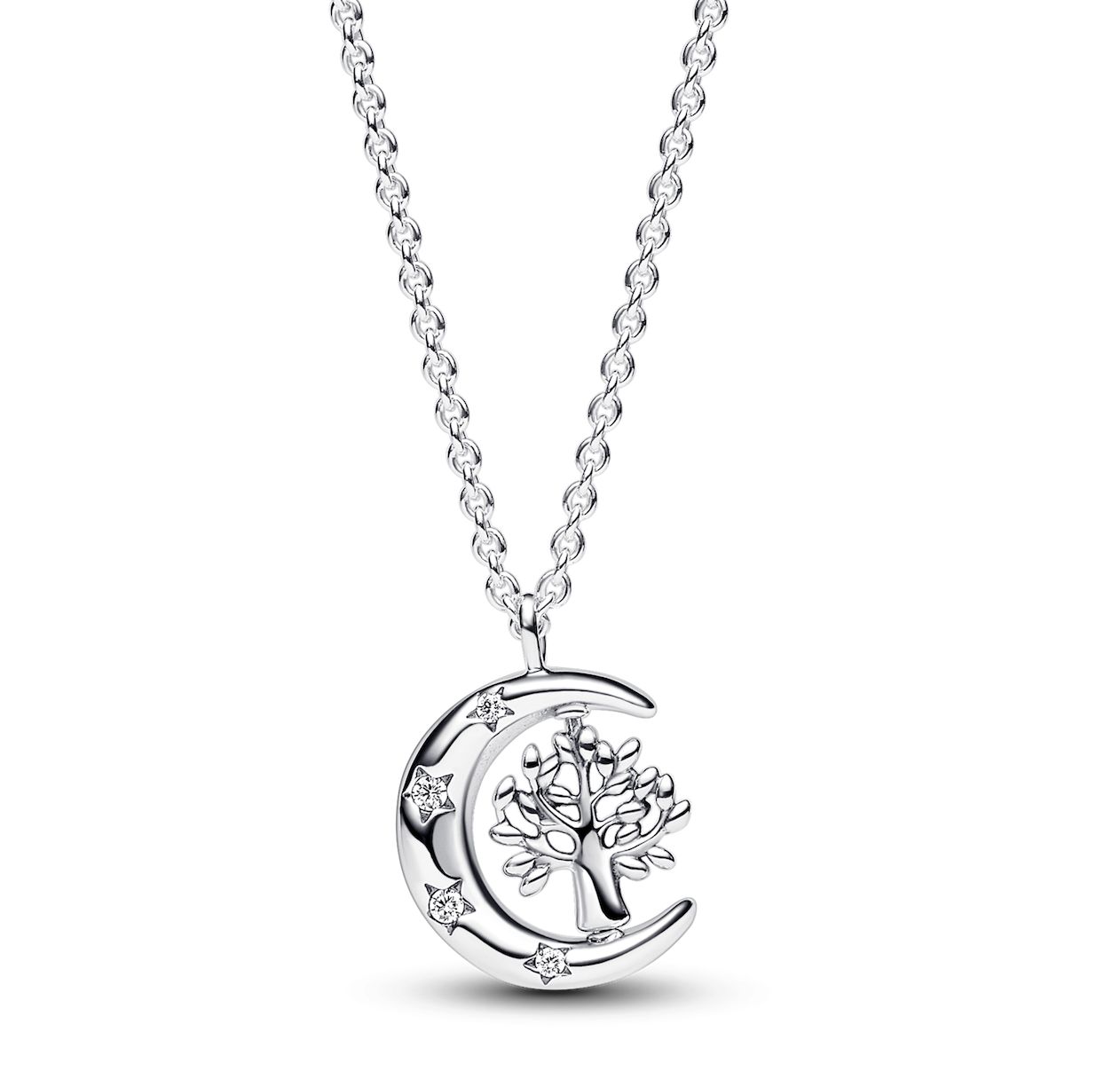 Moon &amp; Spinning Tree Pendant Necklace  - 392992C01-50