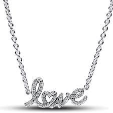 Sparkling Handwritten Love Collier Necklace - 393076C01-45