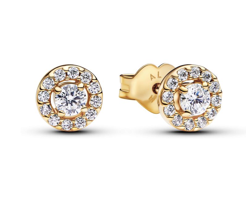 Round Pavé Halo Stud Earrings-263019C01