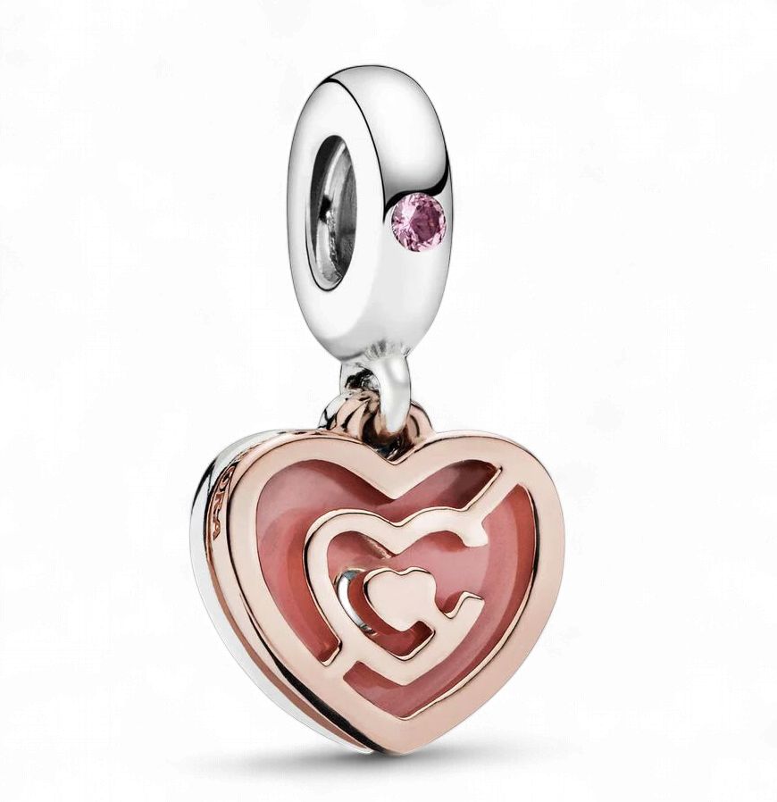 Pink Heart Labyrinth Dangle Charm - 787801NBP