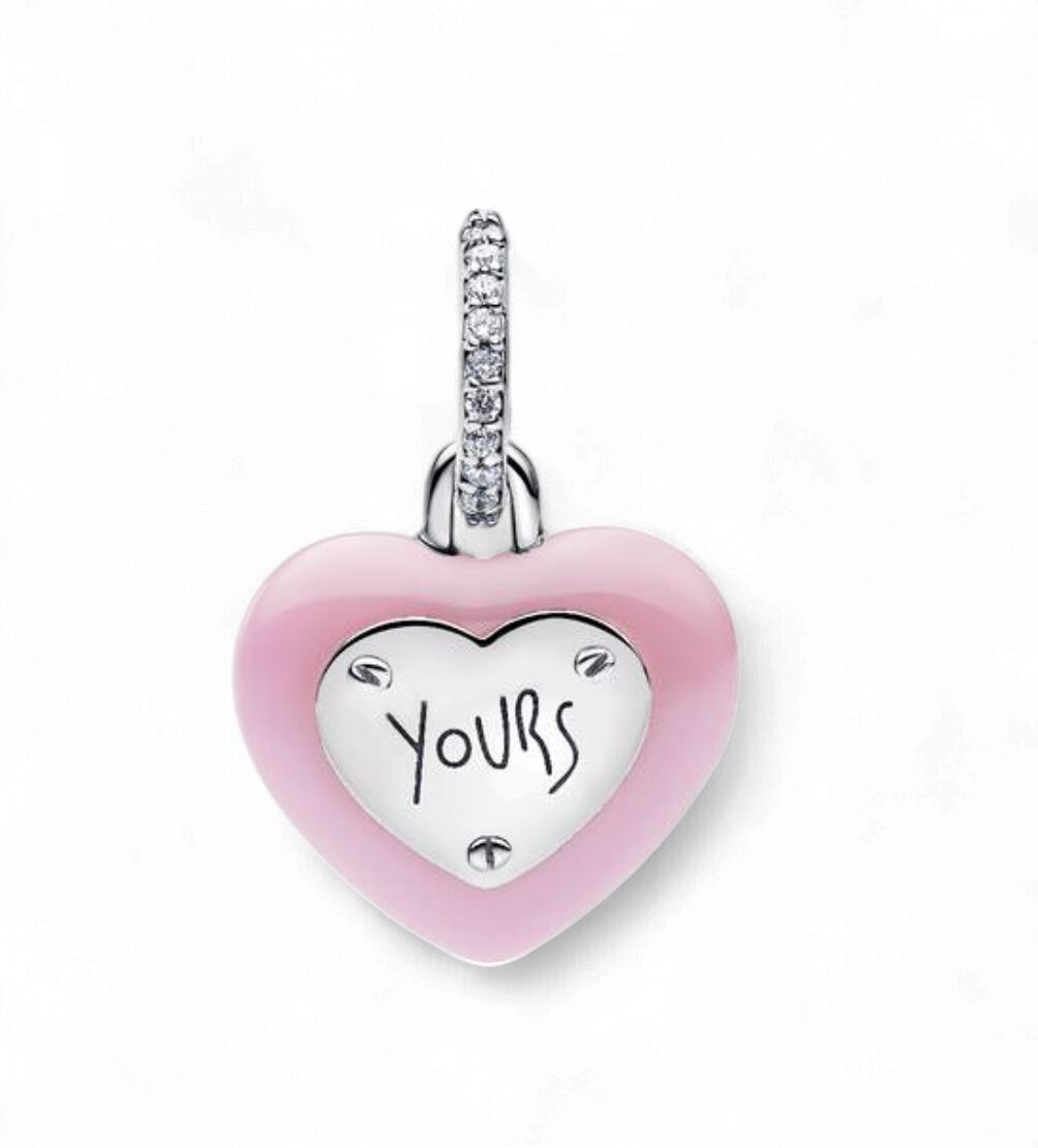 Pink Heart &amp; Padlock Dangle Charm