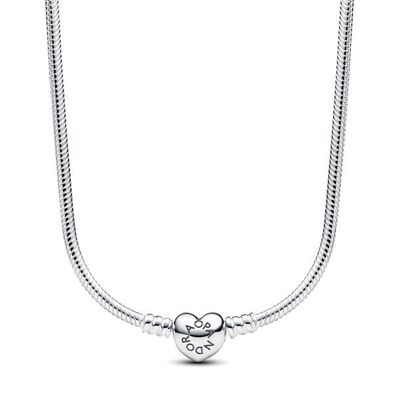 Pandora Moments Heart Clasp Snake Chain Necklace - 393091C00-45