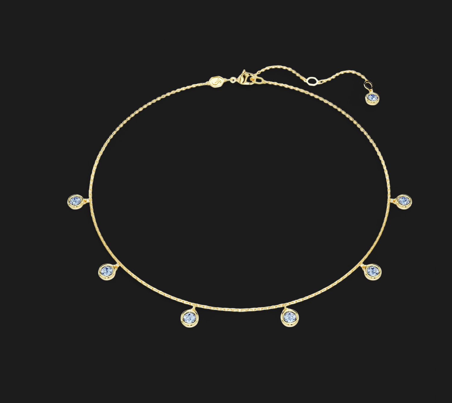 Imber Necklace, Round Cut, Light Blue, Gold-tone-5688246