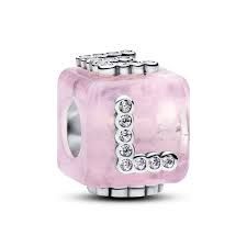 Pink Murano Glass Love Cube Charm