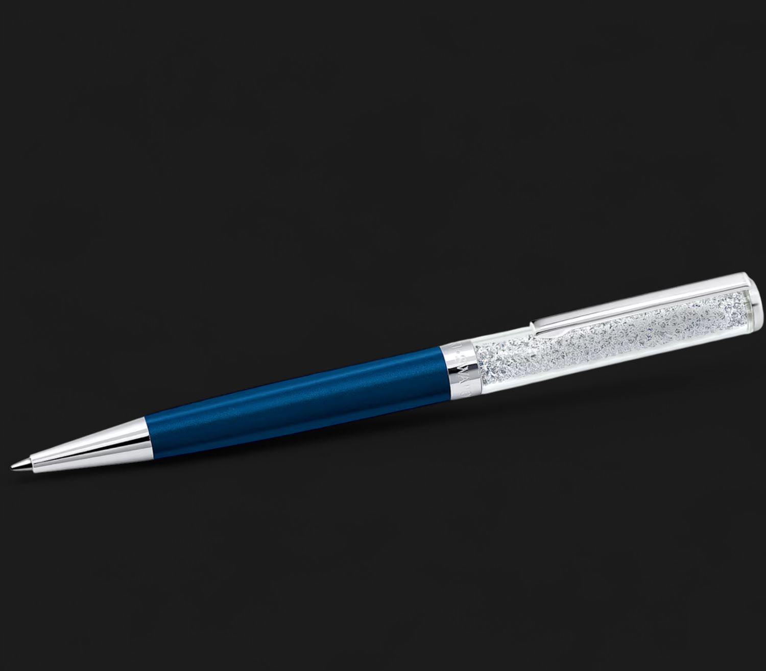 Crystalline ballpoint pen Blue, Blue lacquered, Chrome plated-5669933