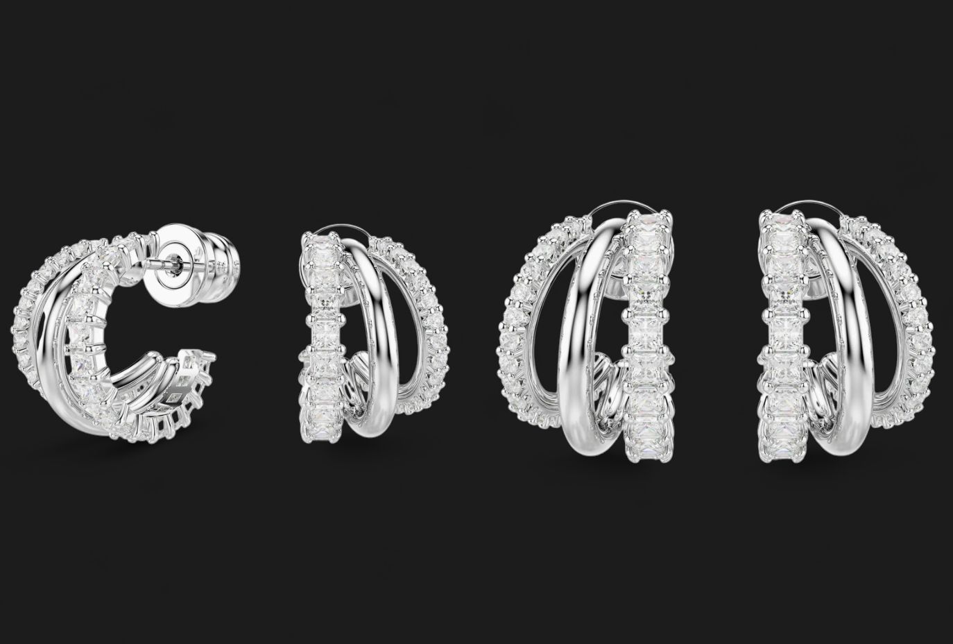 Hyperbola Hoop Earrings Round cut, Mini, White