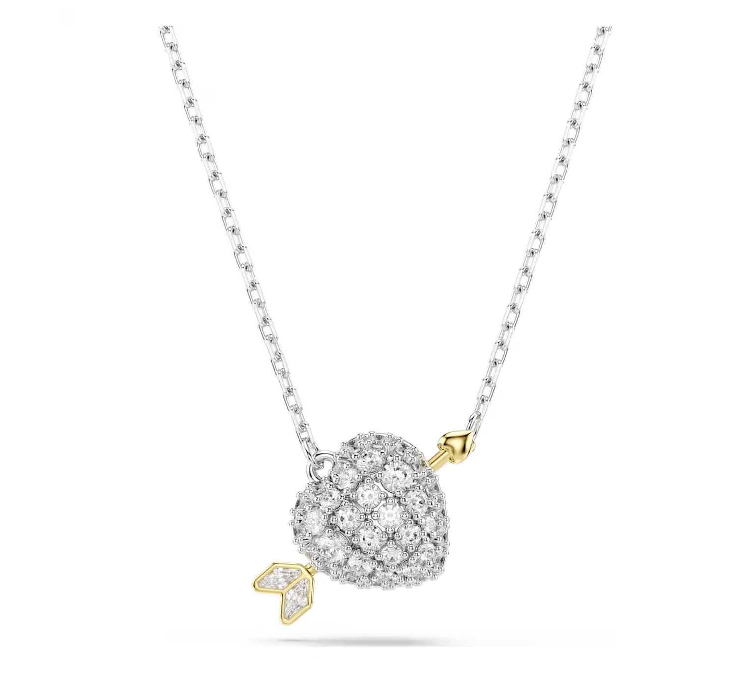 Idyllia Pendant Mixed Cuts, Heart w/ Arrow, White, Mixed Metal-5737291