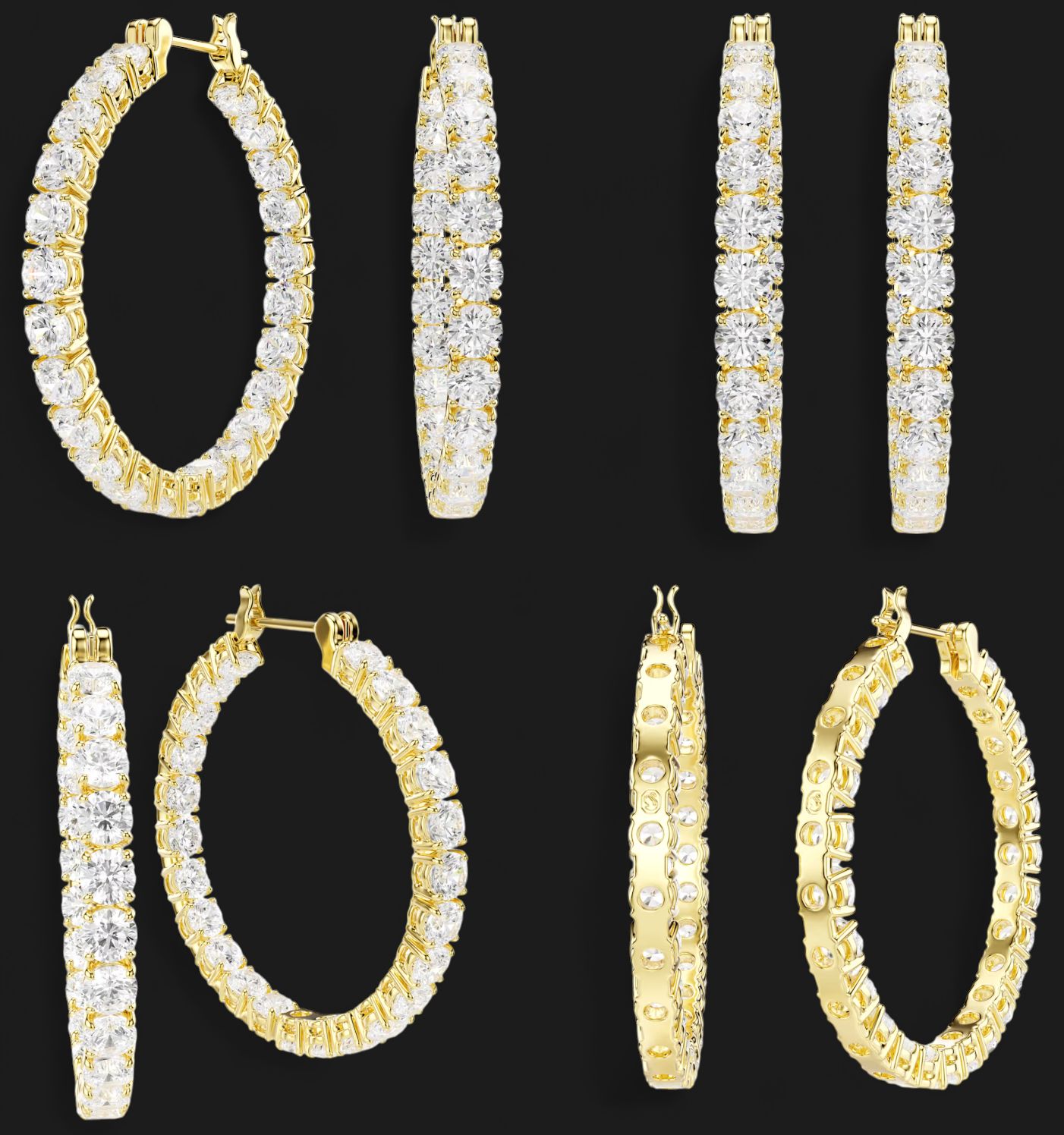 Matrix Hoop Earrings Round Cut