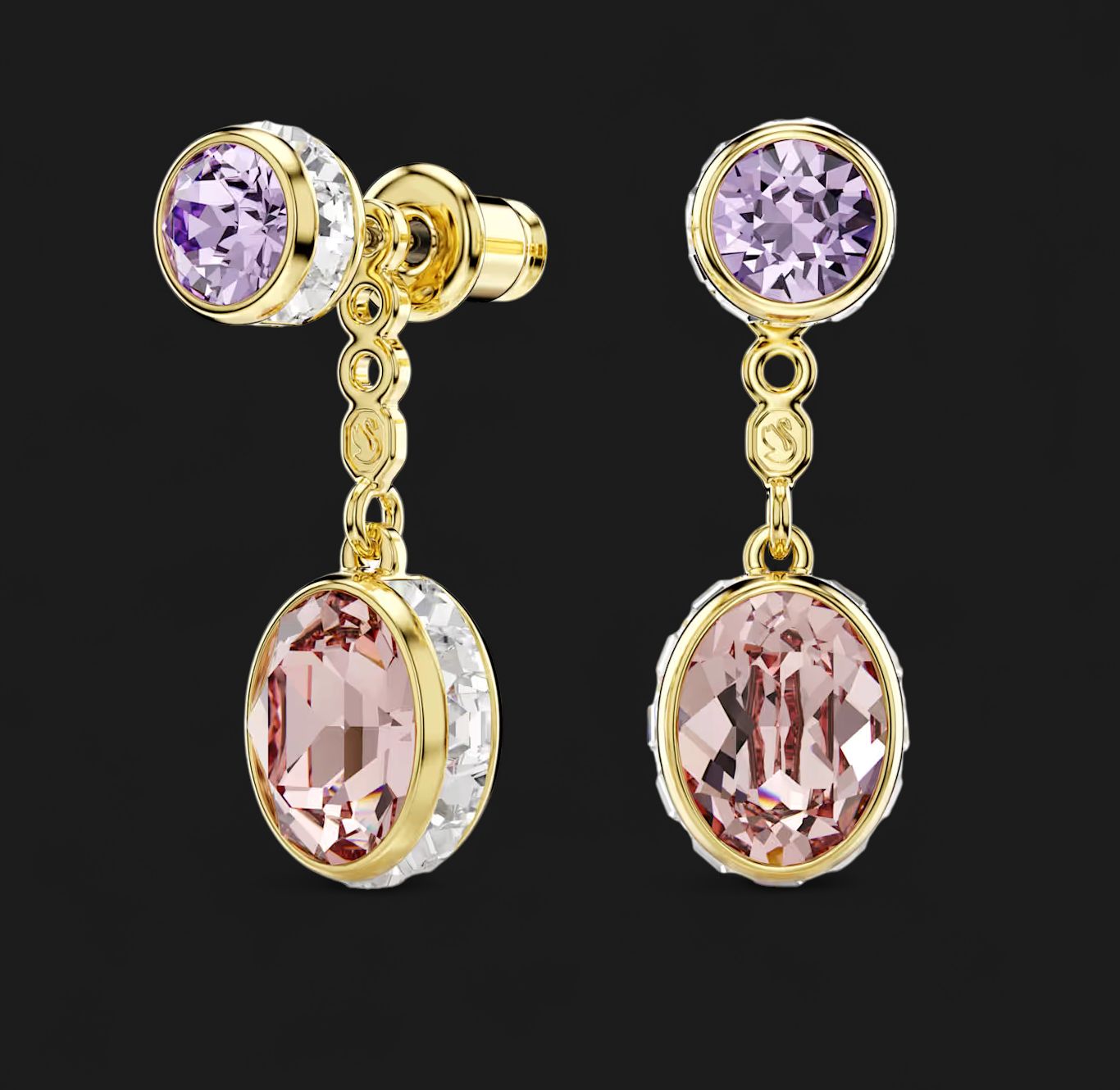 Chroma Earrings, Mixed Cuts, Multicolored, Gold Tone - 5738478
