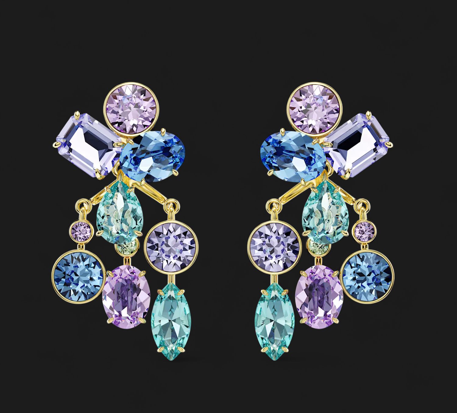 Gema Earring Jackets Mixed cuts, Multicolored, Gold-tone-5737450