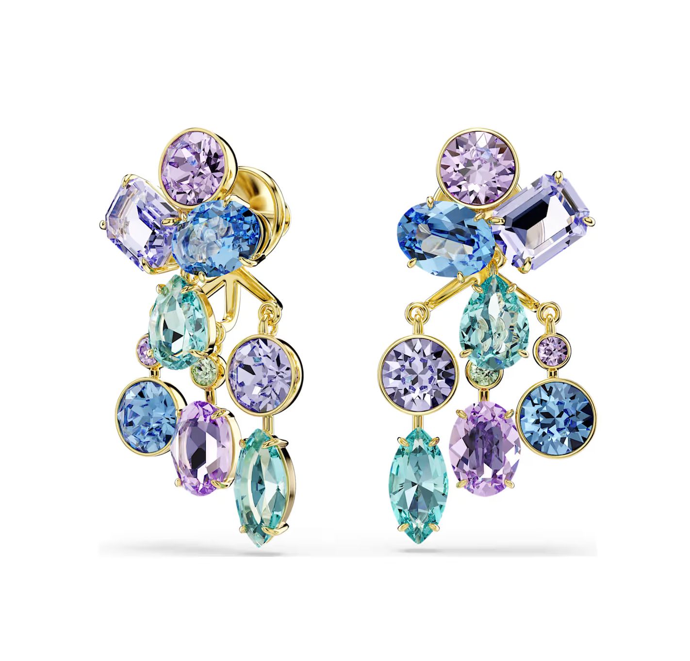 Gema Earring Jackets Mixed cuts, Multicolored, Gold-tone-5737450