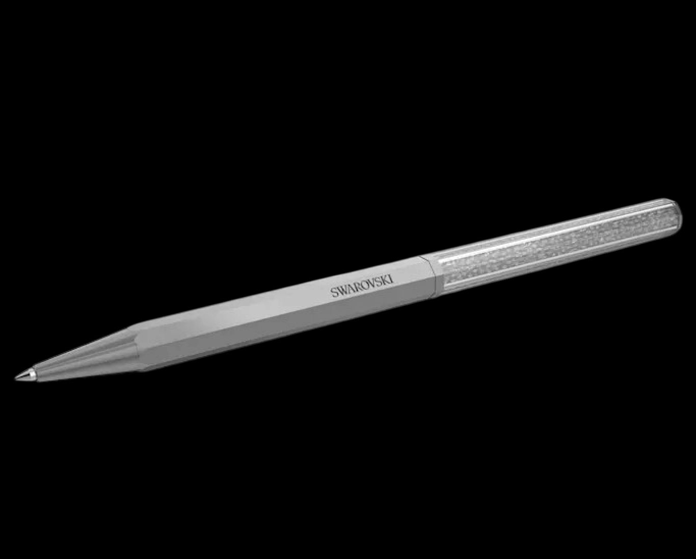 Crystalline Octagonal Ballpoint Pen in Gray, Graphite Plated-5654064