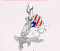 I love USA Double Dangle Eagle Charm-794912c01