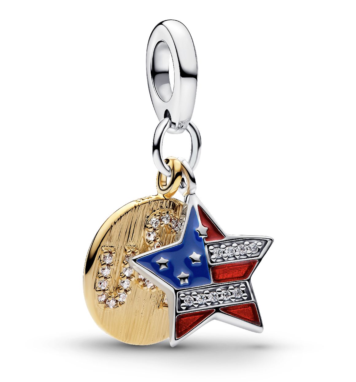 USA Flag Star Double Dangle Charm-764930c01