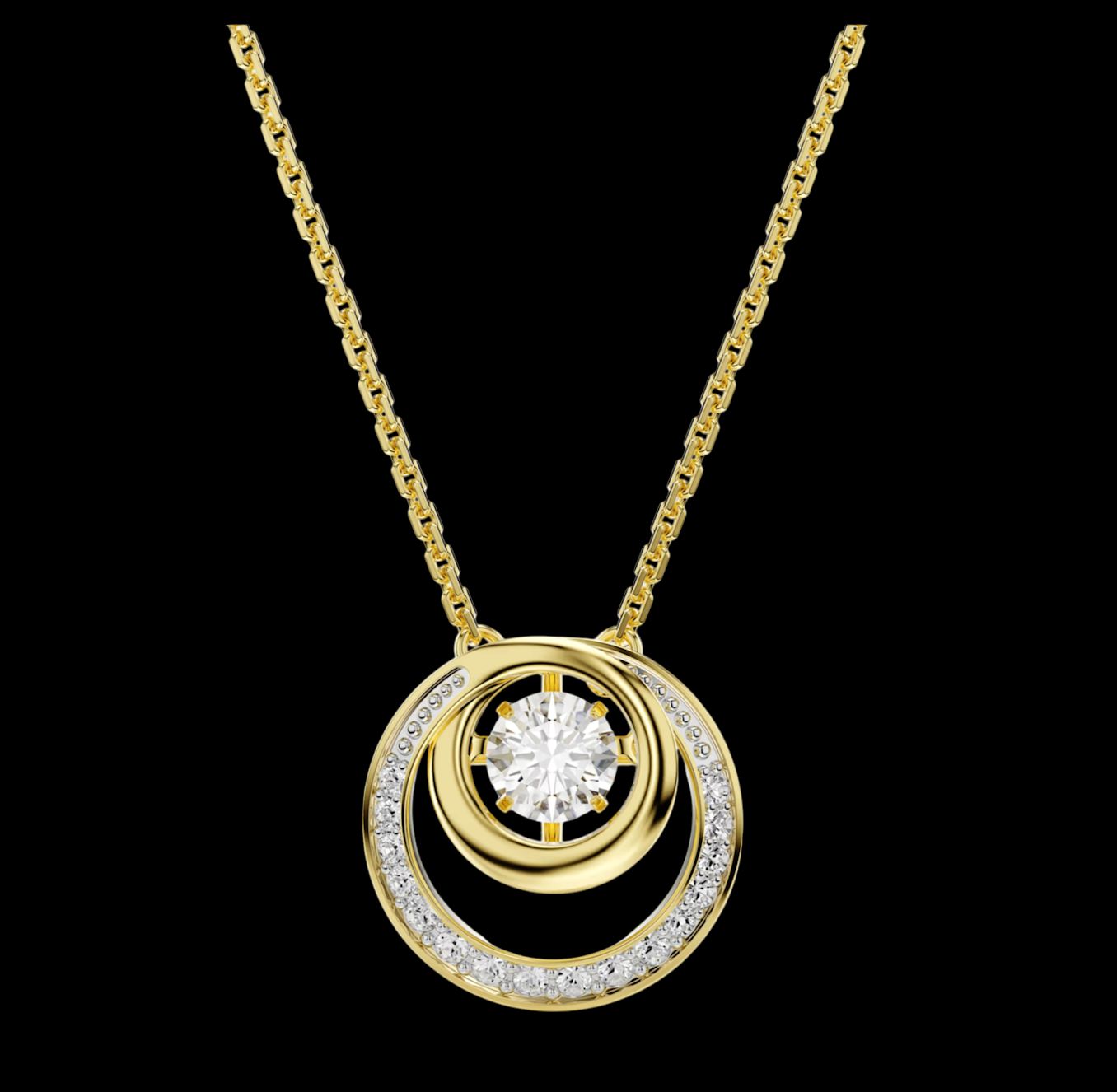 Hyperbola Pendant, Round Cut, White, 18K Gold Finish-5738248