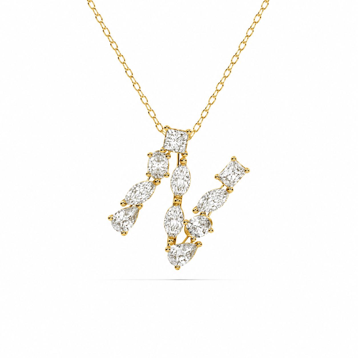14KY Letter "N" Pendant (0.52tdw), Color: YG