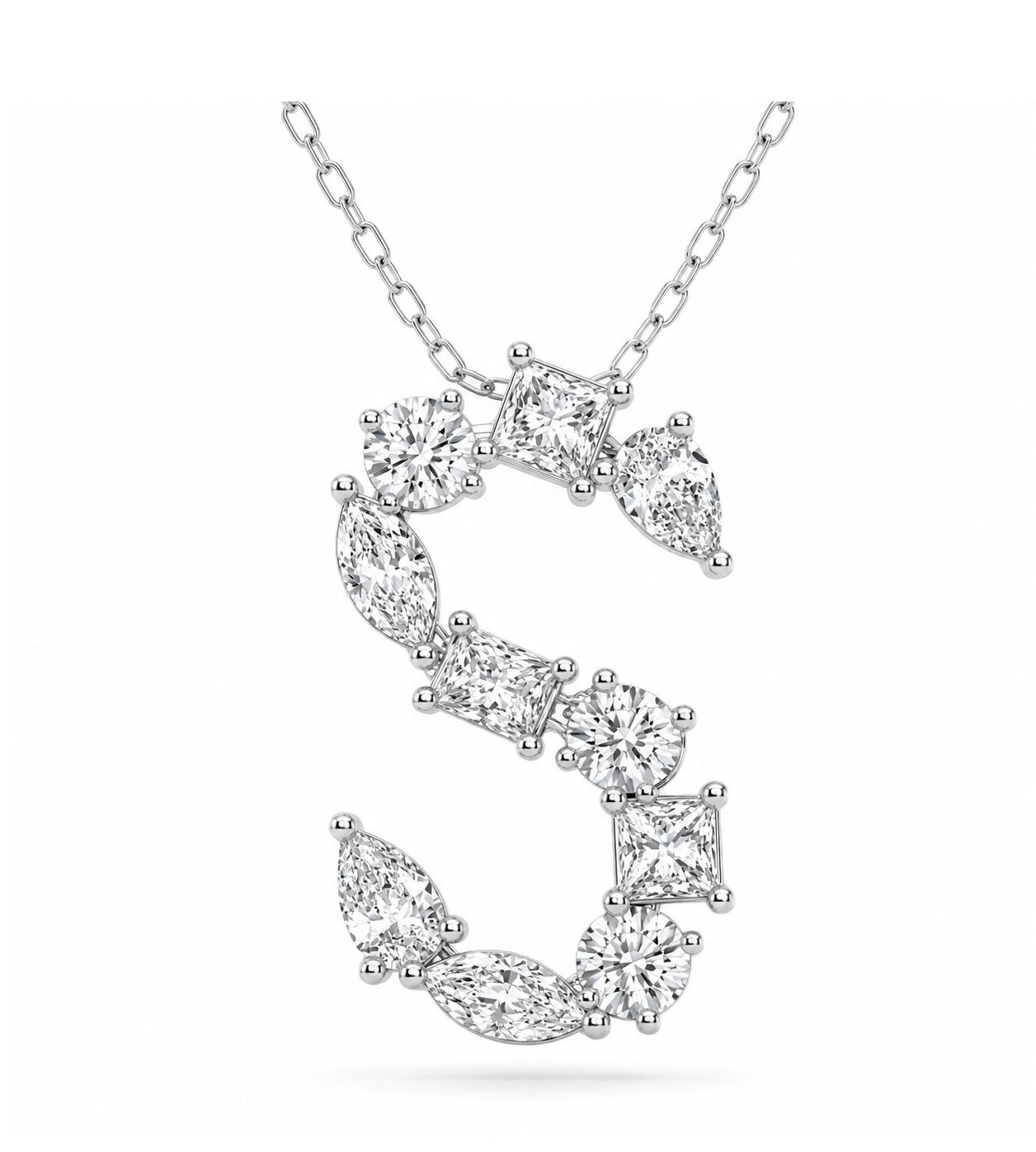 14KW Letter "S" Lab Diamond Pendant (0.54tdw), Color: WG
