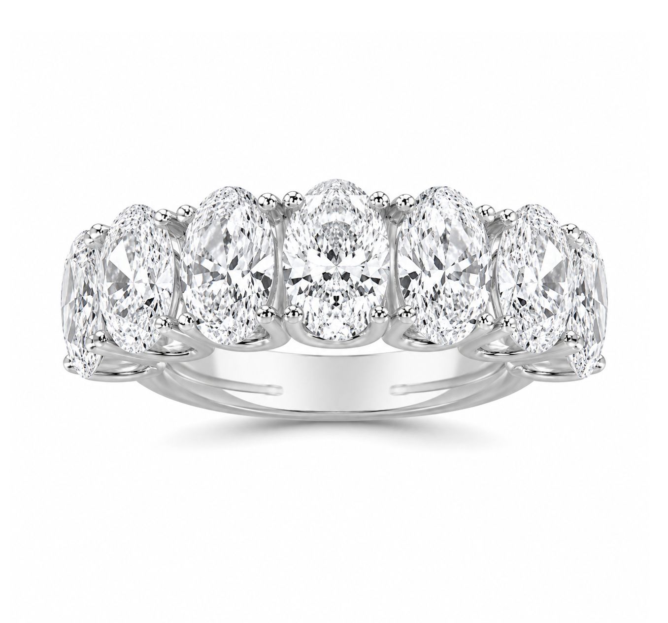 14KW 7-Stone Oval Lab Diamond Ring (1.24tdw), Size: 1.00CT/WG
