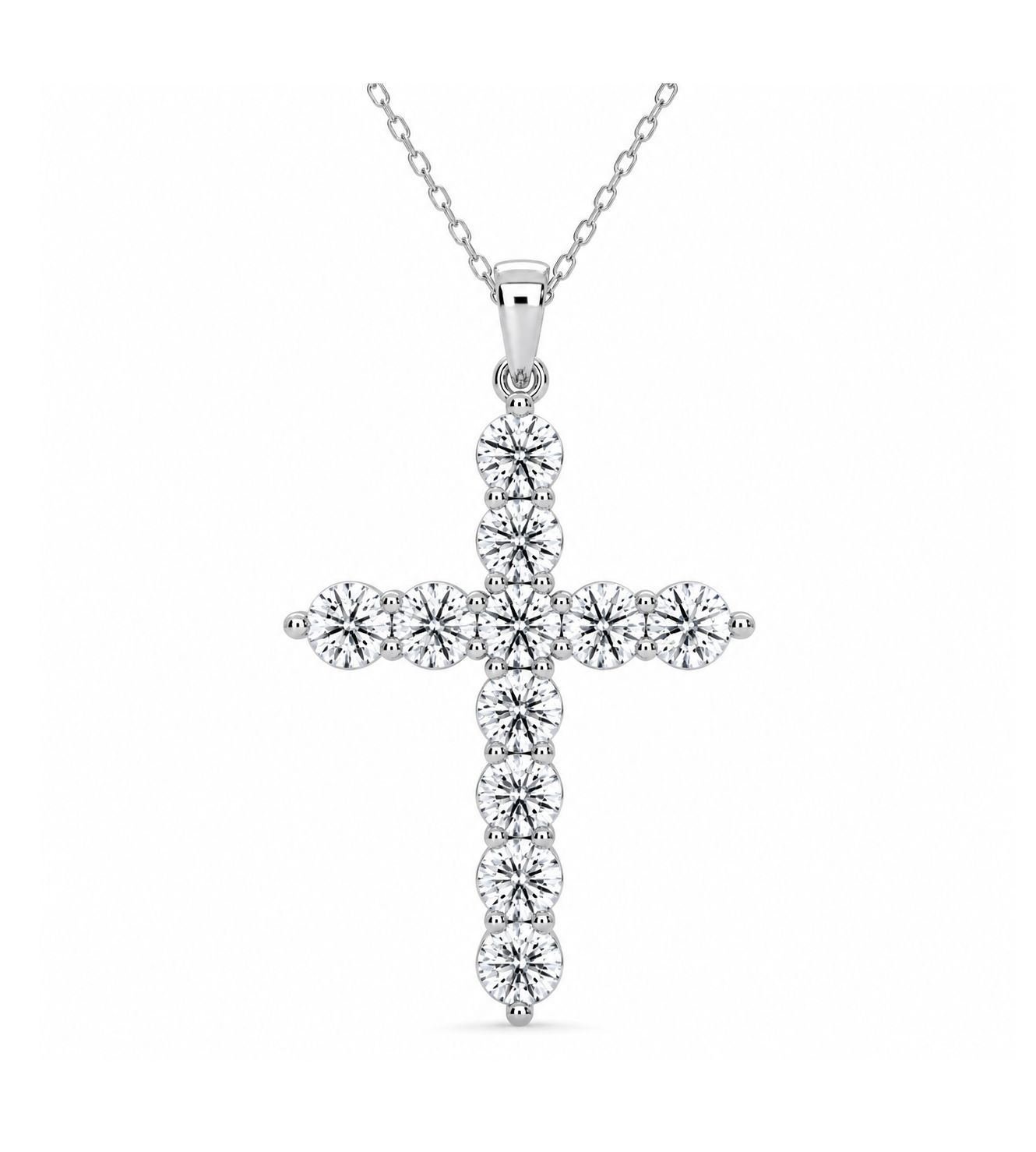 14KW Cross Lab Diamond Pendant (2.08tdw), Size: 2.00CT/WG