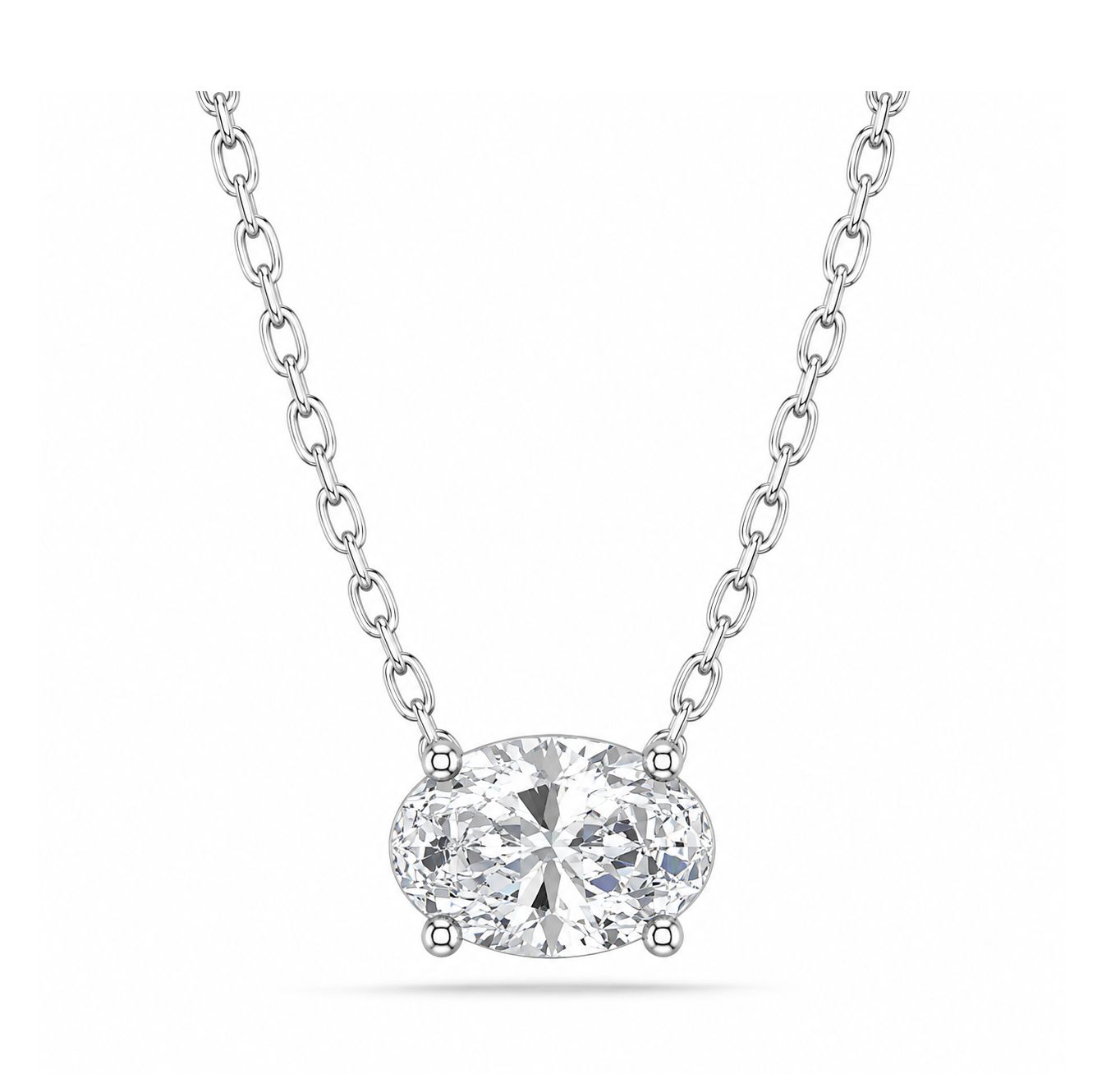 14KW Lab Diamond Oval Solitare Pendant (2.07tdw), Size: 2.00CT/WG