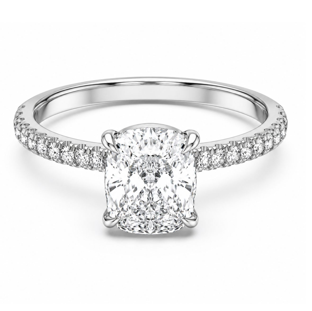 14KW Cushion Cut Lab Diamond Ring (2.62tdw), Size: 2.00CT/WG