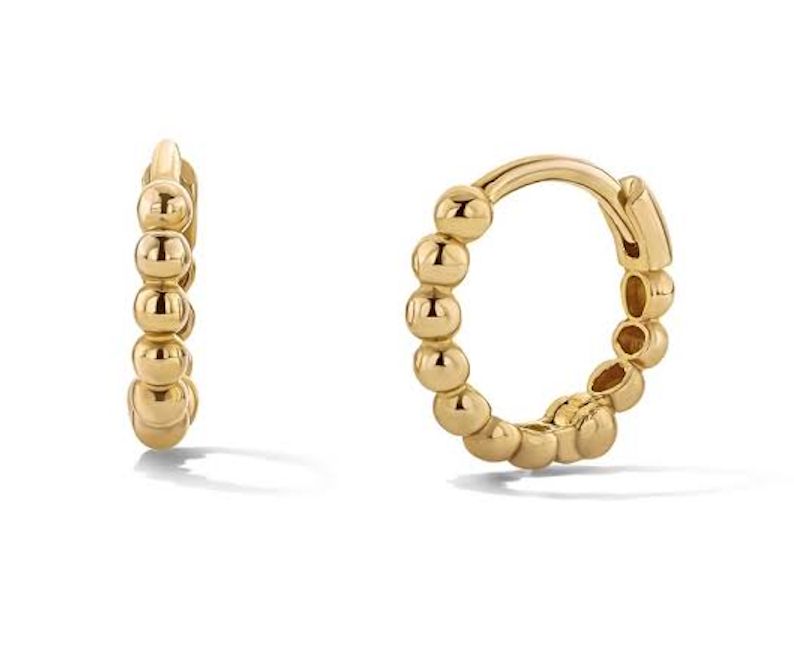 Beaded 14kt Gold-Plated Huggie Earrings-264823C01