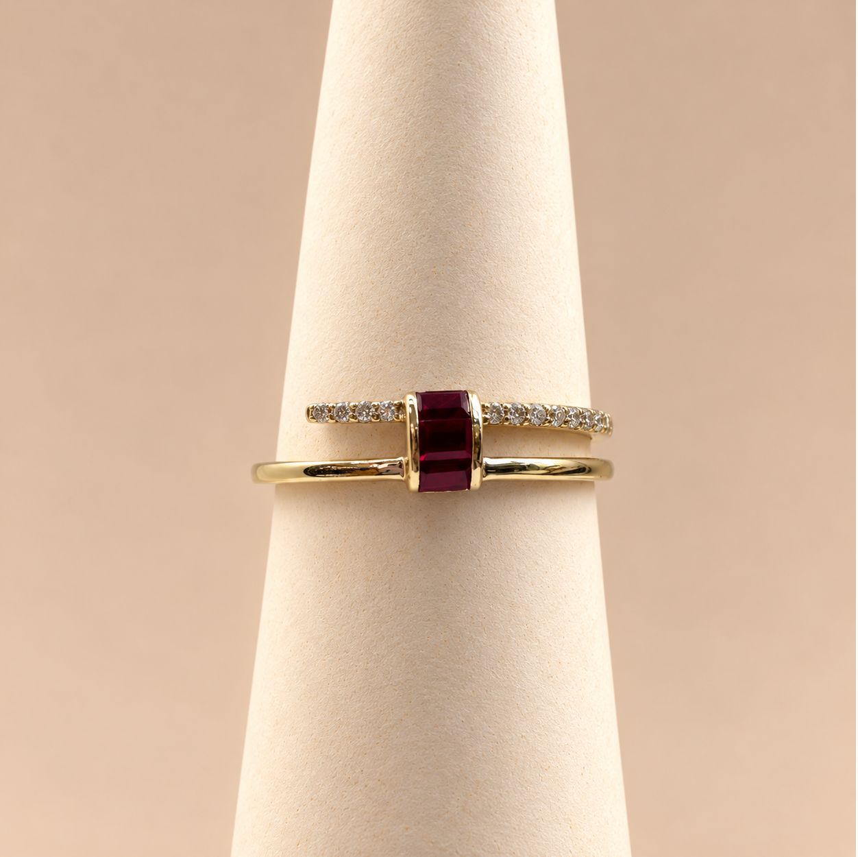 Spiral Ruby and Diamond Band