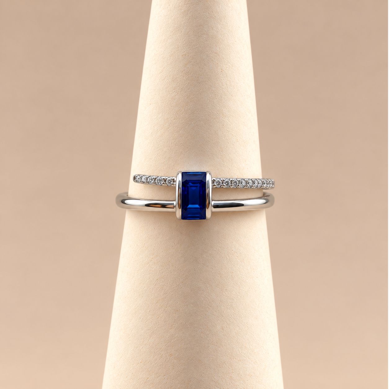 Spiral Sapphire and Diamond Band
