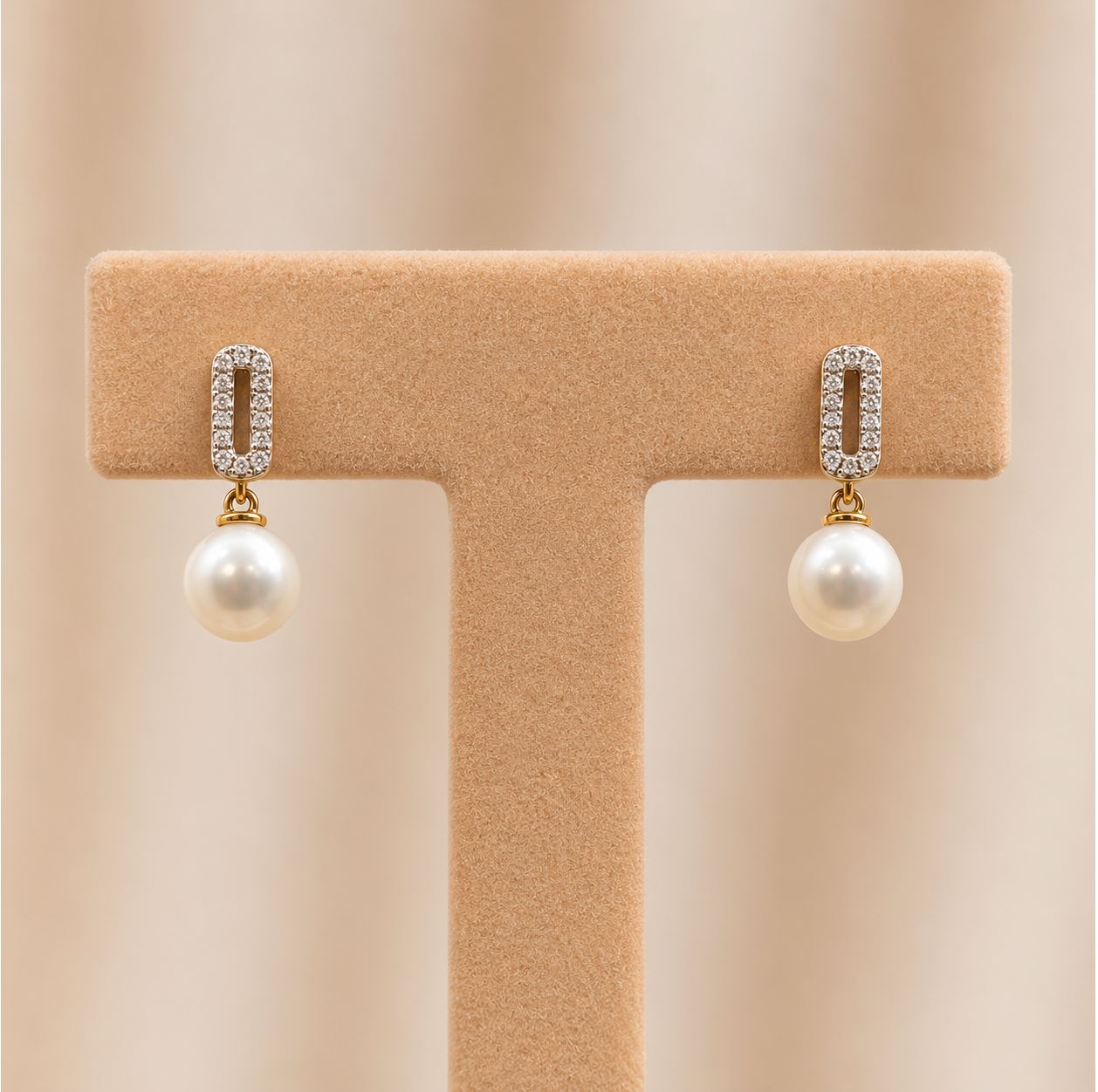 Dangled Pearl and Diamond Earrings
