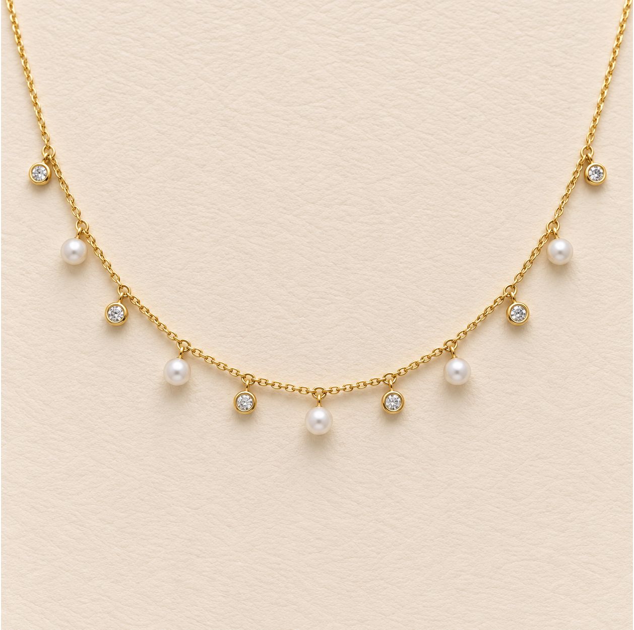 Delicate Pearl and Diamond Necklace