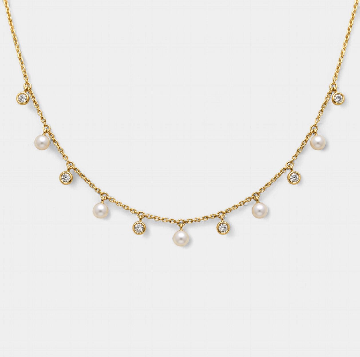 Delicate Pearl Diamond Dangle Necklace