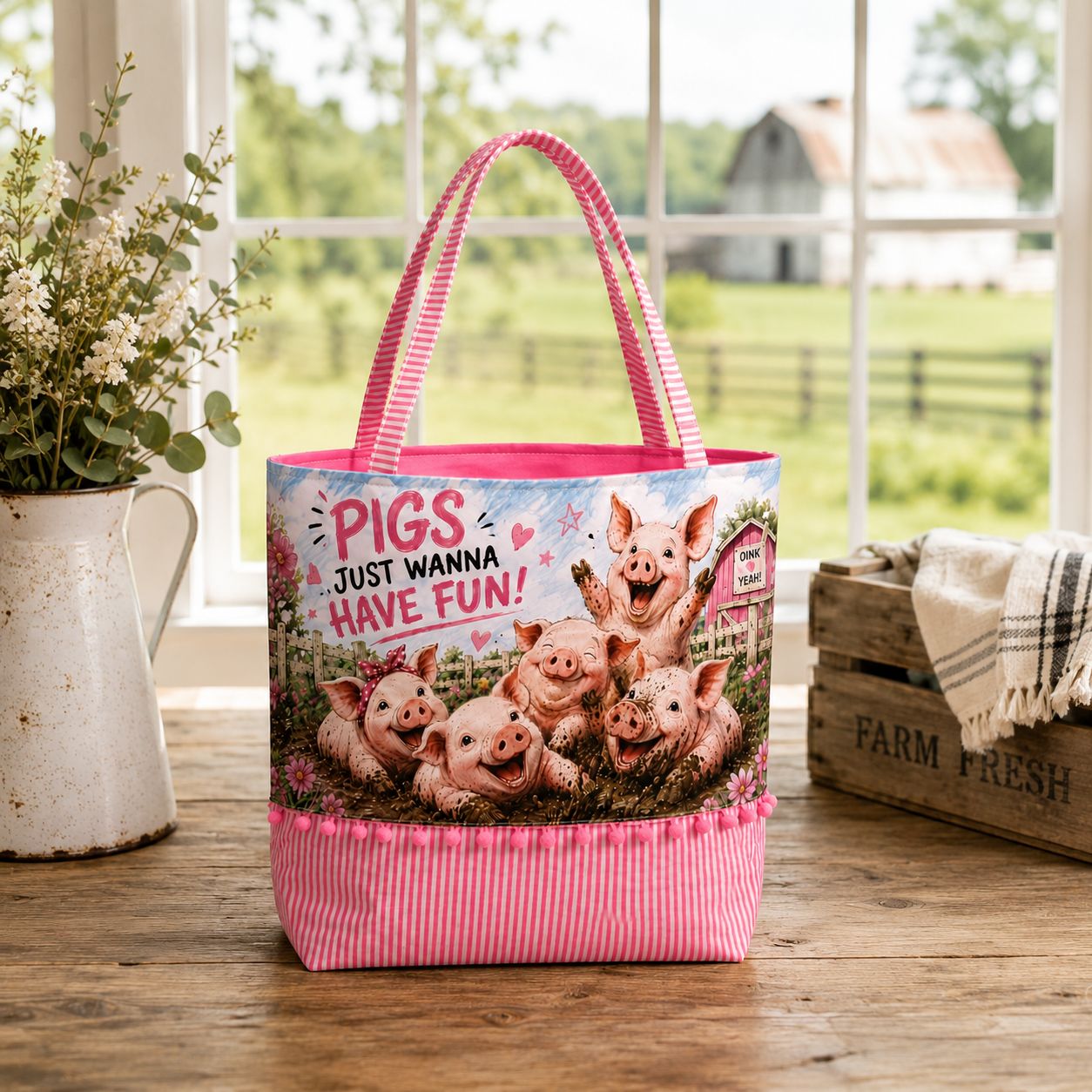 Pigs Just Wanna Have  Fun Tote Bag