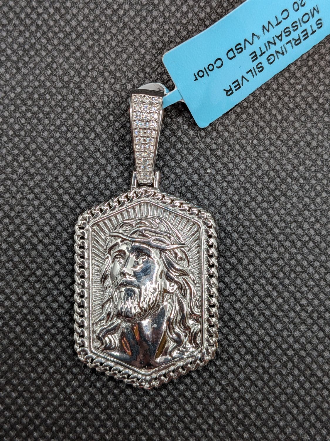 Moissanite Jesus Dog Tag Pendant
