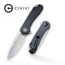 CIVIVI Elementum Flipper Knife Carbon Fiber &amp; G10 Handle (2.96" Damascus Blade) C907DS