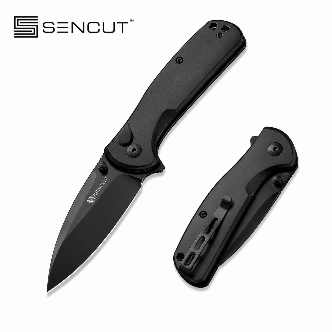 SENCUT ArcBlast Flipper &amp; Button Lock &amp; Thumb Stud Knife Aluminum Handle (2.98" 9Cr18MoV Blade)(S22043B-1)