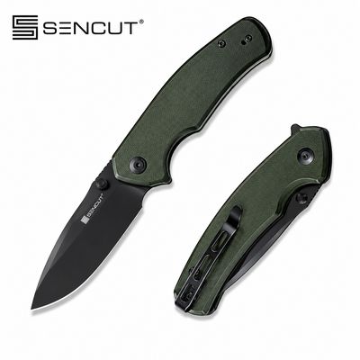 SENCUT Slashkin Flipper &amp; Thumb Stud Knife Micarta Handle (3.48" D2 Blade)(S20066-3)