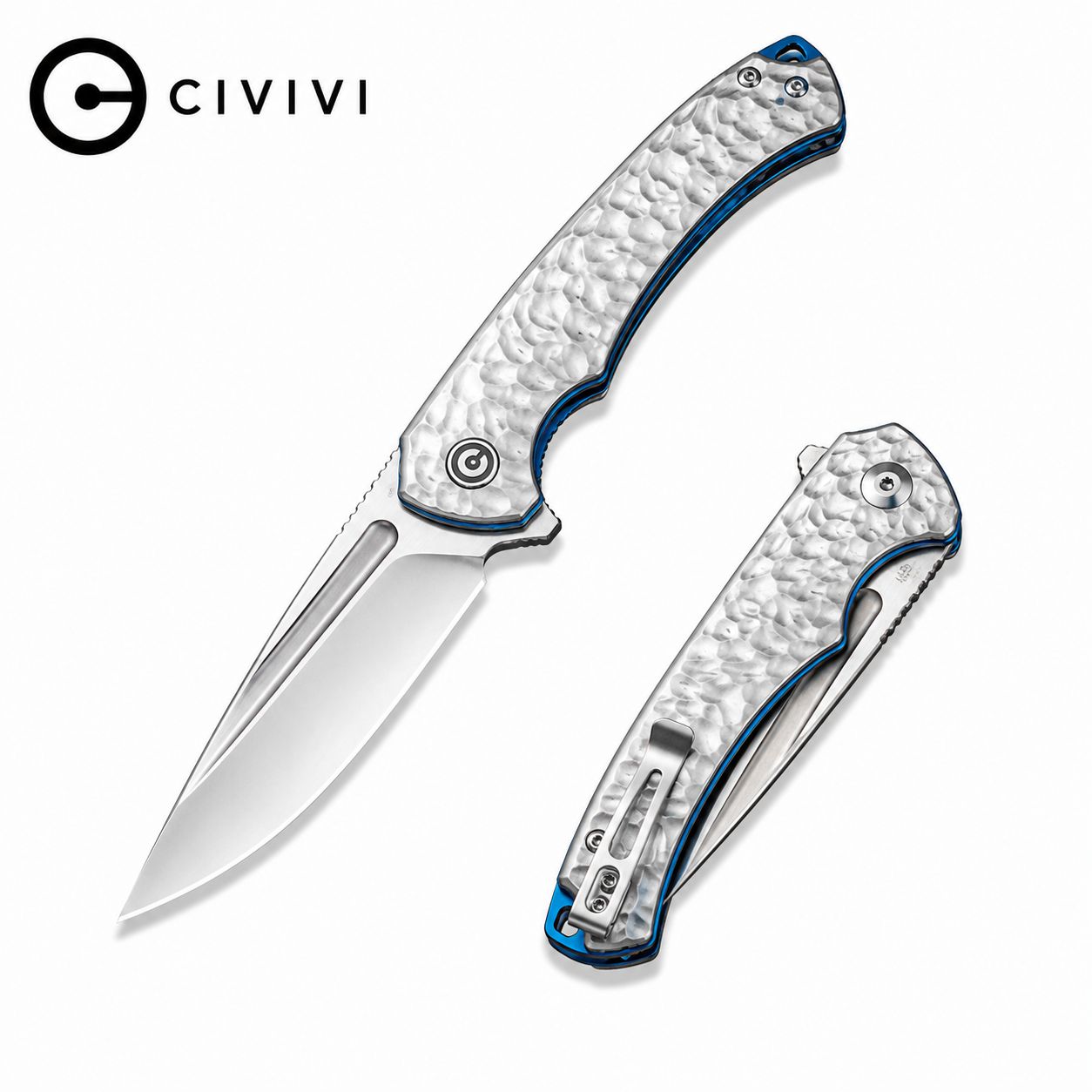 CIVIVI Voidflare Flipper Knife Greyish White Resin Handle With Scale Pattern (2.92" Satin Finished 14C28N Blade)(C24040-2)