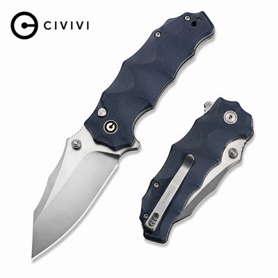 CIVIVI Natterjack Flipper &amp; Thumb Stud &amp; Button Lock Knife G10 Handle (3.19" 14C28N Blade)(C24028-2)