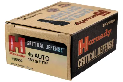 HORNADY CRITICAL DEFENSE 45 AUTO 185GR FTX