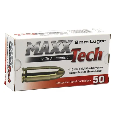 MAXXTECH 9MM LUGER 115 GRAIN FMJ