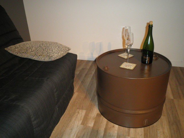 Futix 220L Table basse 1/2 fût marron pailleté or