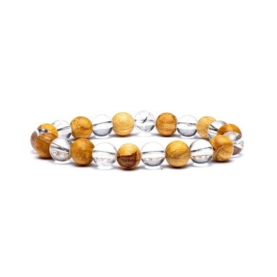 Bracelet en Cristal de Roche et Palo Santo 8 mm Bracelet en Cristal de Roche et Palo Santo 8 mm