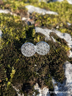 Clous d’oreilles Fleur de vie en argent 925